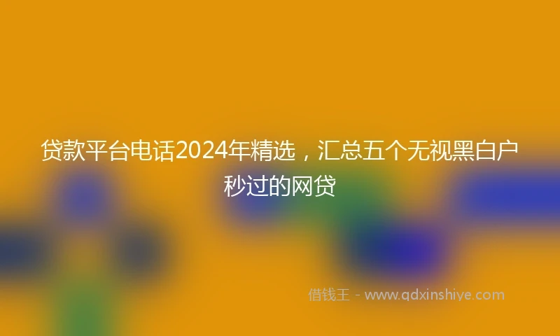 贷款平台电话2024年精选，汇总五个无视黑白户秒过的网贷
