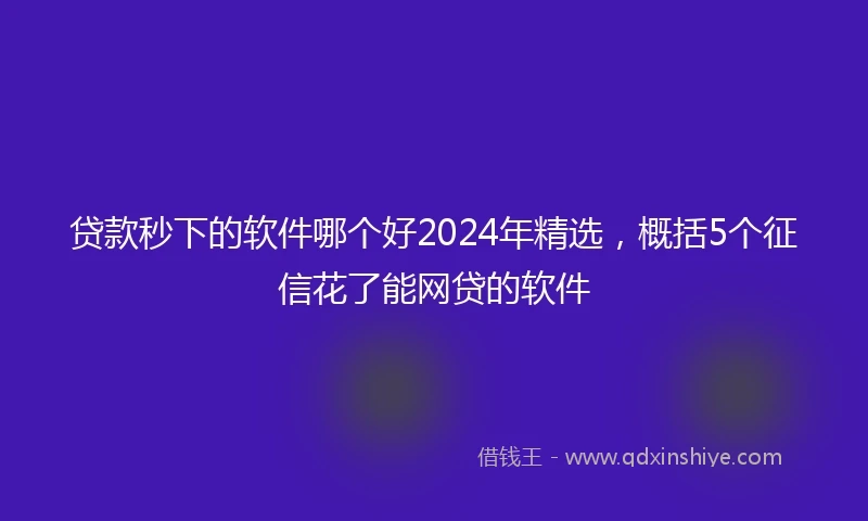 贷款秒下的软件哪个好2024年精选，概括5个征信花了能网贷的软件