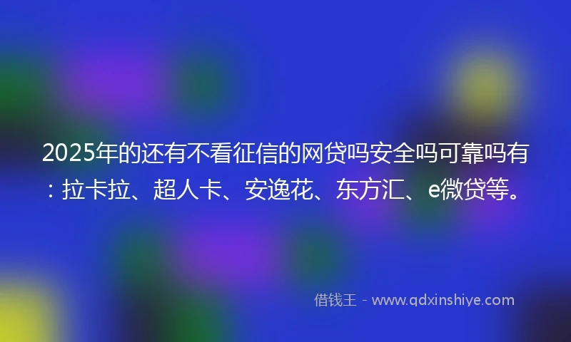2025年的还有不看征信的网贷吗安全吗可靠吗有：拉卡拉、超人卡、安逸花、东方汇、e微贷等。