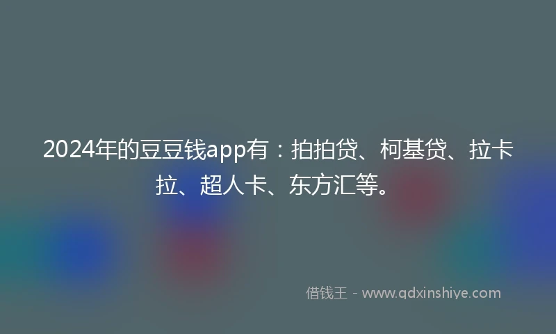 2024年的豆豆钱app有：拍拍贷、柯基贷、拉卡拉、超人卡、东方汇等。