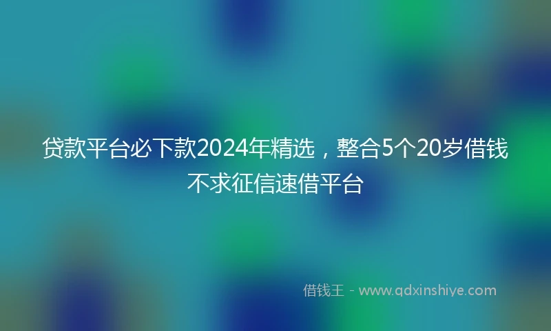 贷款平台必下款2024年精选，整合5个20岁借钱不求征信速借平台