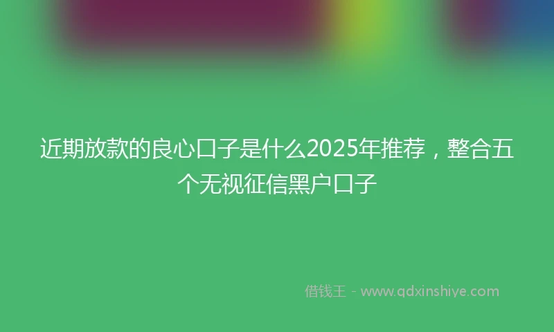 近期放款的良心口子是什么2025年推荐，整合五个无视征信黑户口子