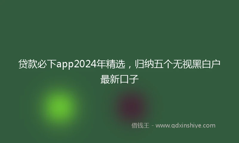 贷款必下app2024年精选，归纳五个无视黑白户最新口子