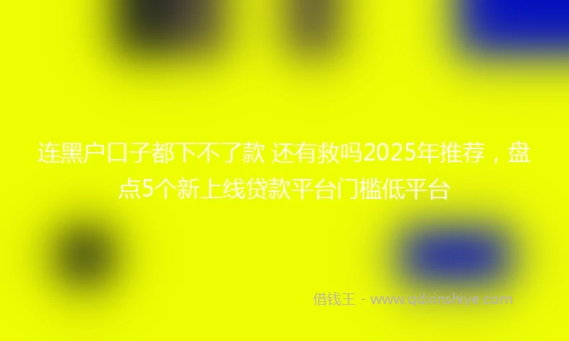 连黑户口子都下不了款 还有救吗2025年推荐，盘点5个新上线贷款平台门槛低平台