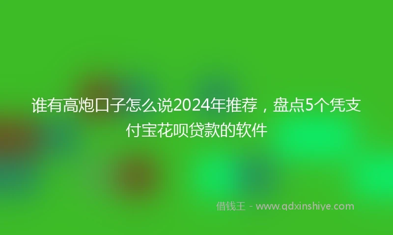 谁有高炮口子怎么说2024年推荐，盘点5个凭支付宝花呗贷款的软件