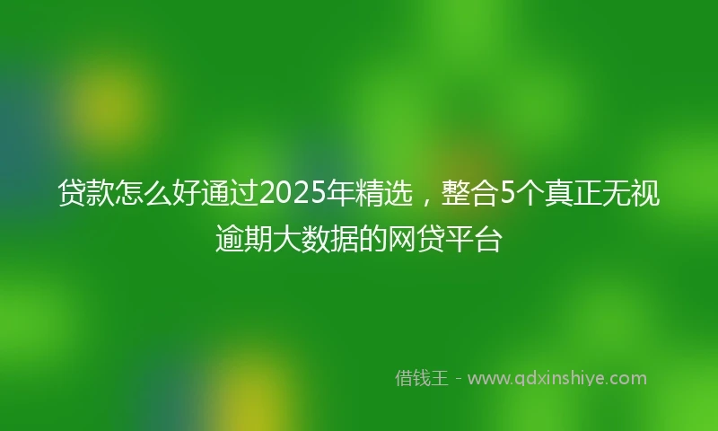贷款怎么好通过2025年精选，整合5个真正无视逾期大数据的网贷平台