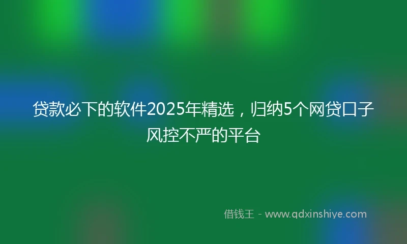 贷款必下的软件2025年精选，归纳5个网贷口子风控不严的平台