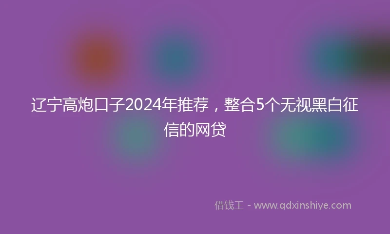 辽宁高炮口子2024年推荐，整合5个无视黑白征信的网贷