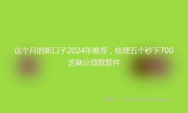 这个月的新口子2024年推荐，梳理五个秒下700芝麻分贷款软件
