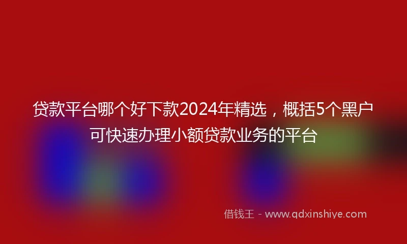 贷款平台哪个好下款2024年精选，概括5个黑户可快速办理小额贷款业务的平台