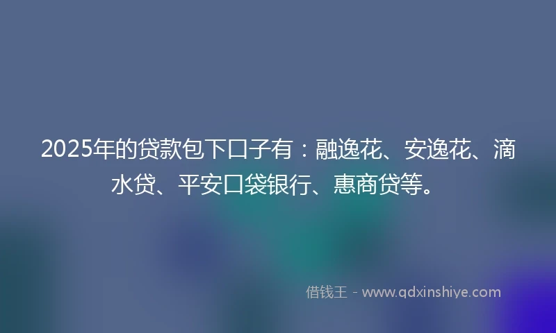 2025年的贷款包下口子有：融逸花、安逸花、滴水贷、平安口袋银行、惠商贷等。