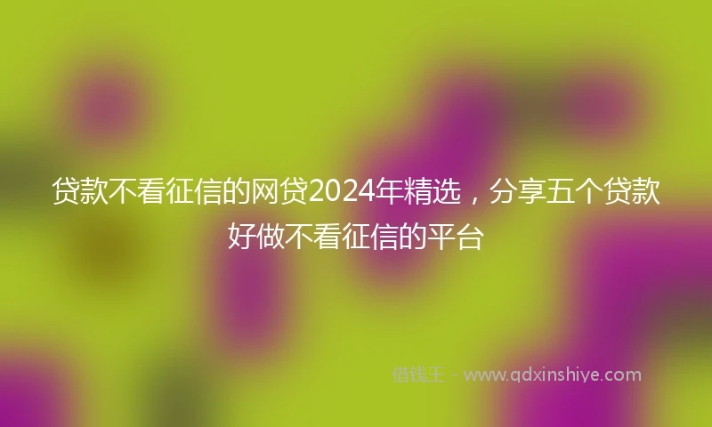 贷款不看征信的网贷2024年精选，分享五个贷款好做不看征信的平台