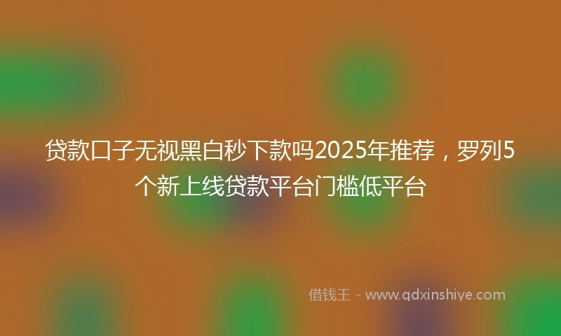 贷款口子无视黑白秒下款吗2025年推荐，罗列5个新上线贷款平台门槛低平台