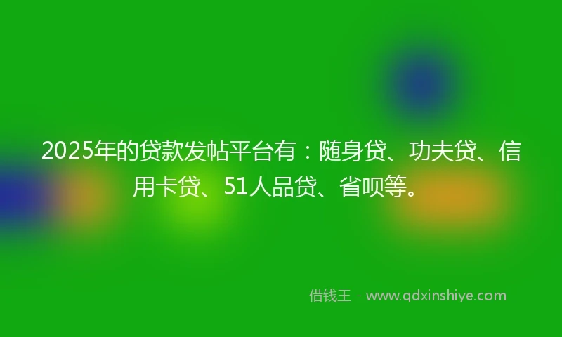 2025年的贷款发帖平台有：随身贷、功夫贷、信用卡贷、51人品贷、省呗等。