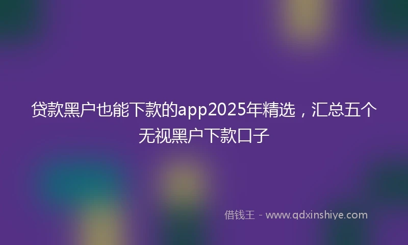 贷款黑户也能下款的app2025年精选，汇总五个无视黑户下款口子