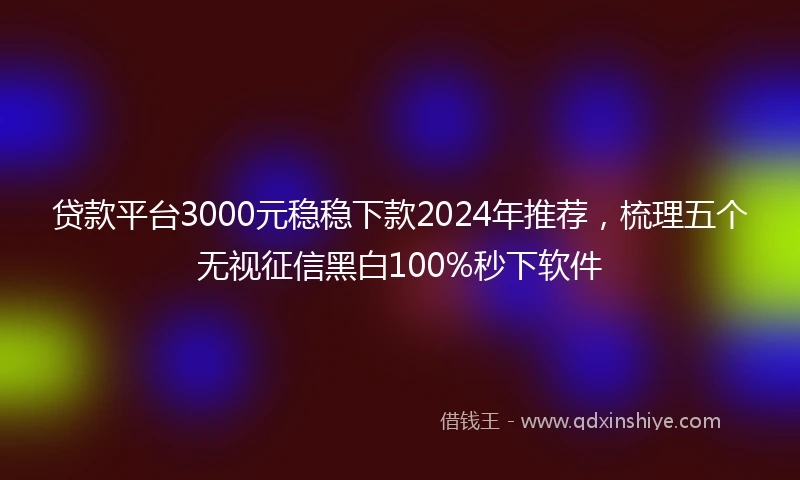 贷款平台3000元稳稳下款2024年推荐，梳理五个无视征信黑白100%秒下软件