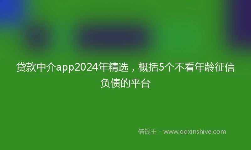 贷款中介app2024年精选，概括5个不看年龄征信负债的平台