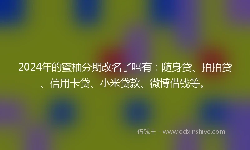 2024年的蜜柚分期改名了吗有：随身贷、拍拍贷、信用卡贷、小米贷款、微博借钱等。