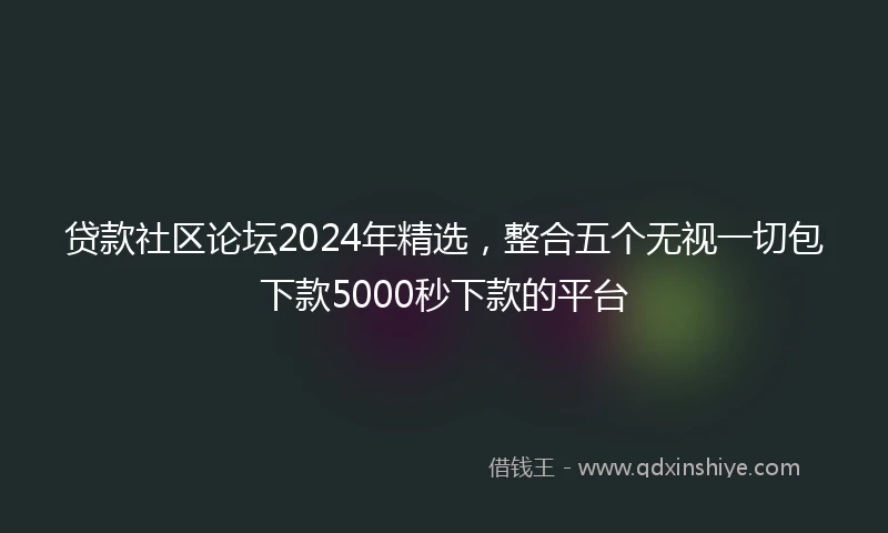 贷款社区论坛2024年精选，整合五个无视一切包下款5000秒下款的平台