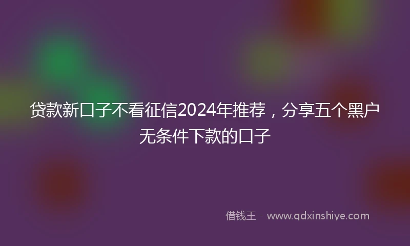 贷款新口子不看征信2024年推荐，分享五个黑户无条件下款的口子