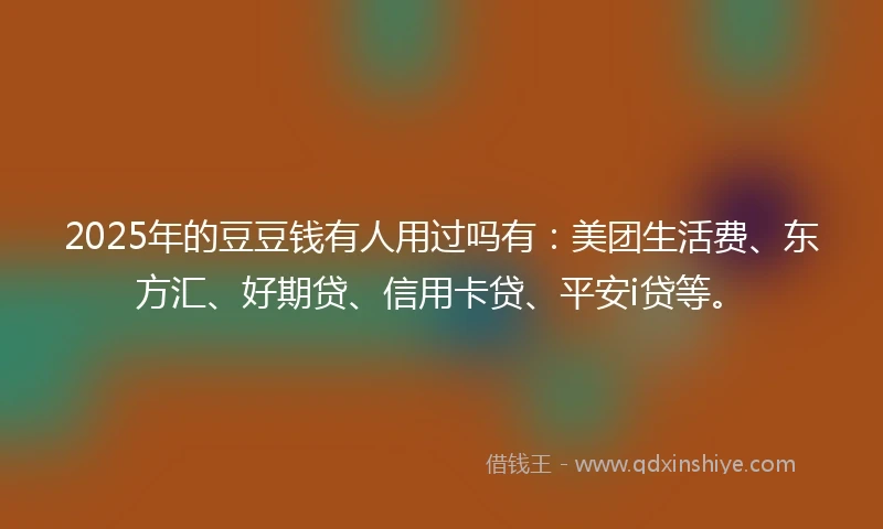 2025年的豆豆钱有人用过吗有：美团生活费、东方汇、好期贷、信用卡贷、平安i贷等。