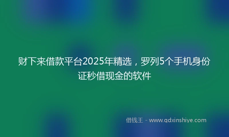 财下来借款平台2025年精选，罗列5个手机身份证秒借现金的软件