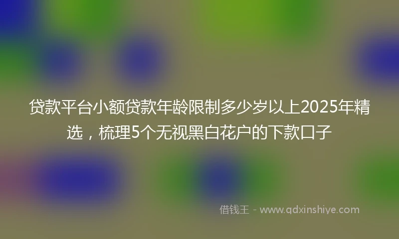 贷款平台小额贷款年龄限制多少岁以上2025年精选，梳理5个无视黑白花户的下款口子