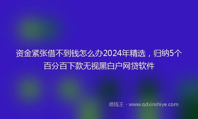 资金紧张借不到钱怎么办2024年精选，归纳5个百分百下款无视黑白户网贷软件