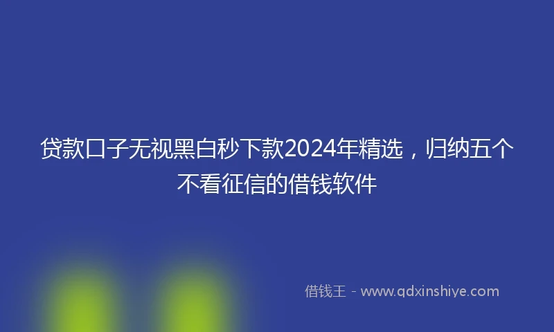 贷款口子无视黑白秒下款2024年精选，归纳五个不看征信的借钱软件