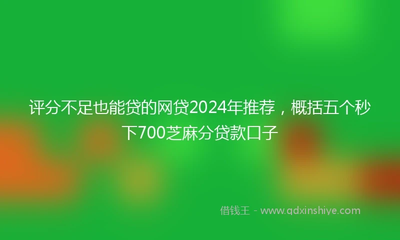 评分不足也能贷的网贷2024年推荐，概括五个秒下700芝麻分贷款口子