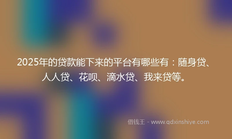 2025年的贷款能下来的平台有哪些有：随身贷、人人贷、花呗、滴水贷、我来贷等。