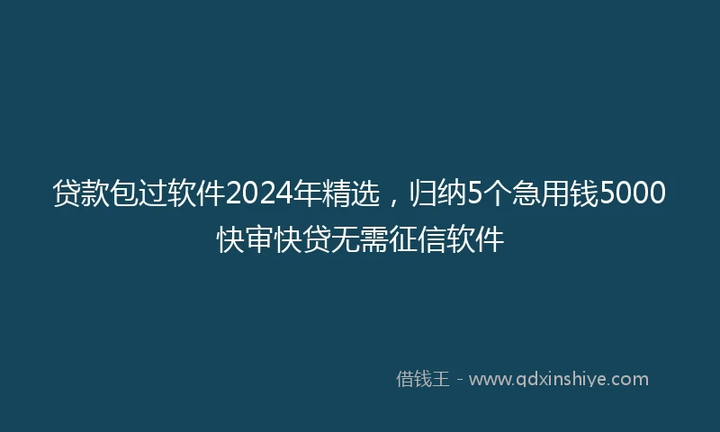 贷款包过软件2024年精选，归纳5个急用钱5000快审快贷无需征信软件