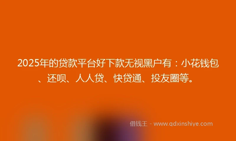 2025年的贷款平台好下款无视黑户有：小花钱包、还呗、人人贷、快贷通、投友圈等。
