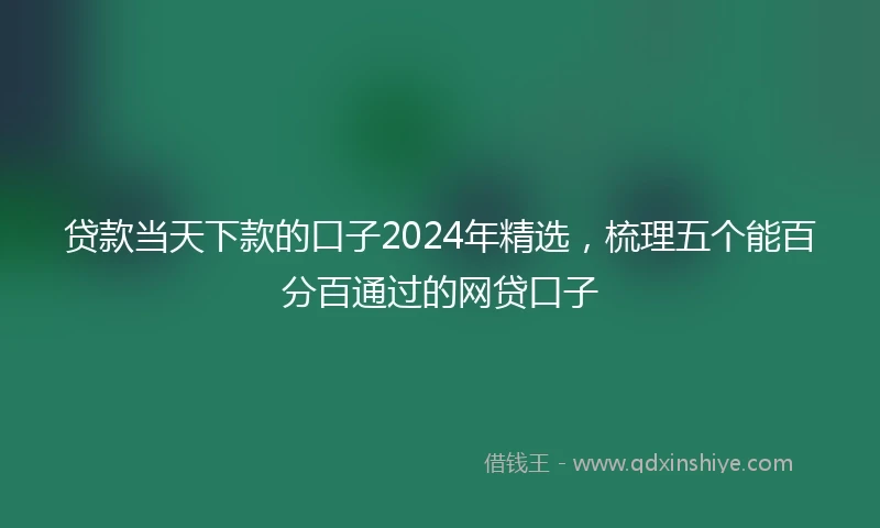 贷款当天下款的口子2024年精选，梳理五个能百分百通过的网贷口子
