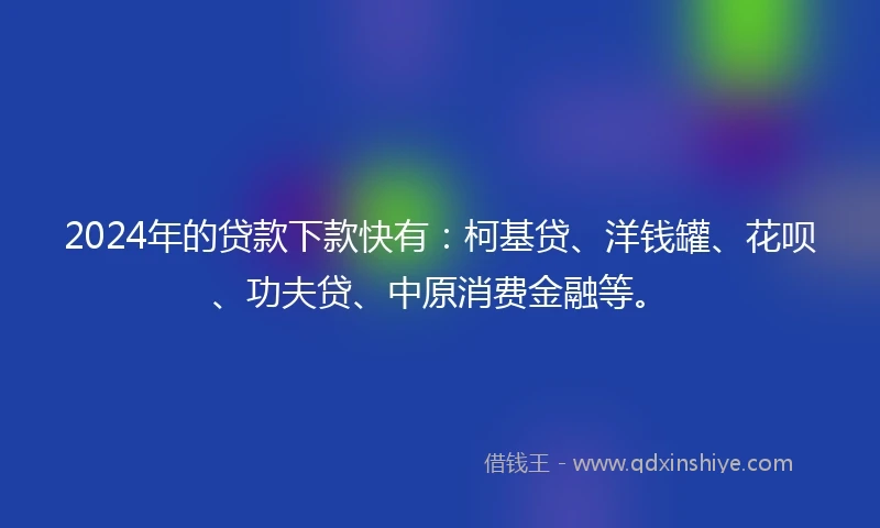 2024年的贷款下款快有：柯基贷、洋钱罐、花呗、功夫贷、中原消费金融等。