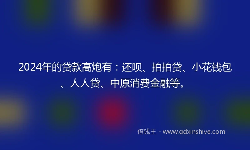 2024年的贷款高炮有：还呗、拍拍贷、小花钱包、人人贷、中原消费金融等。
