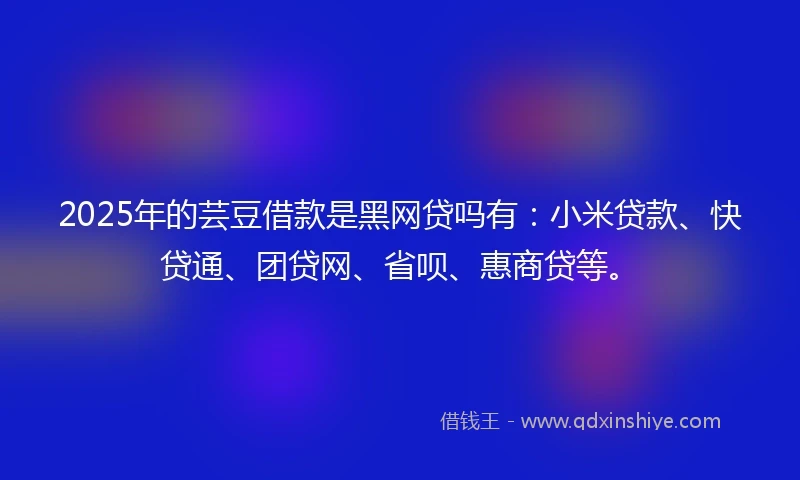 2025年的芸豆借款是黑网贷吗有：小米贷款、快贷通、团贷网、省呗、惠商贷等。