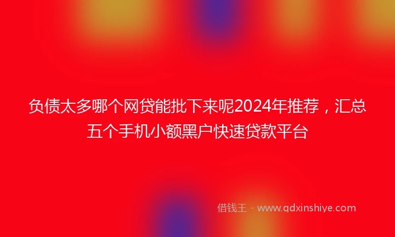 负债太多哪个网贷能批下来呢2024年推荐，汇总五个手机小额黑户快速贷款平台