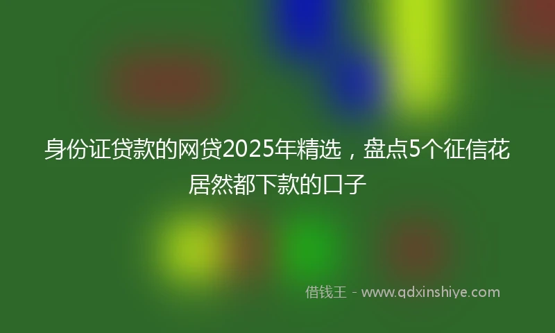 身份证贷款的网贷2025年精选，盘点5个征信花居然都下款的口子