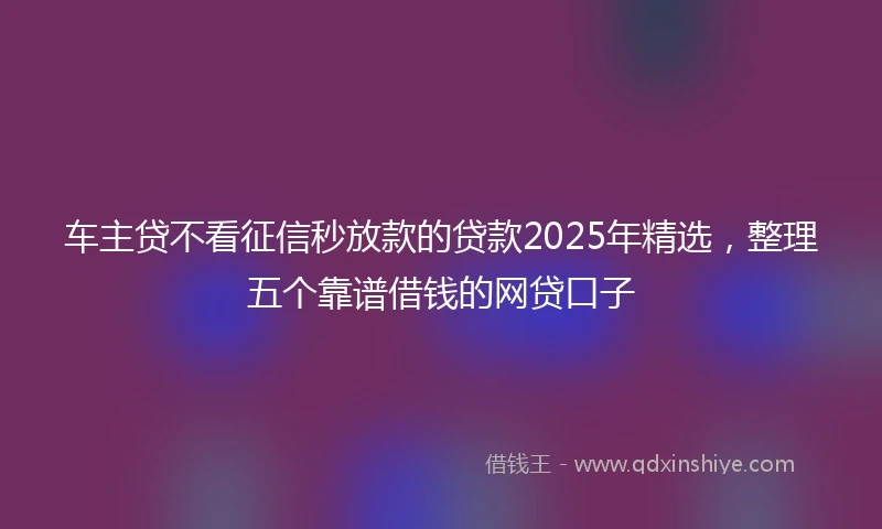 车主贷不看征信秒放款的贷款2025年精选，整理五个靠谱借钱的网贷口子