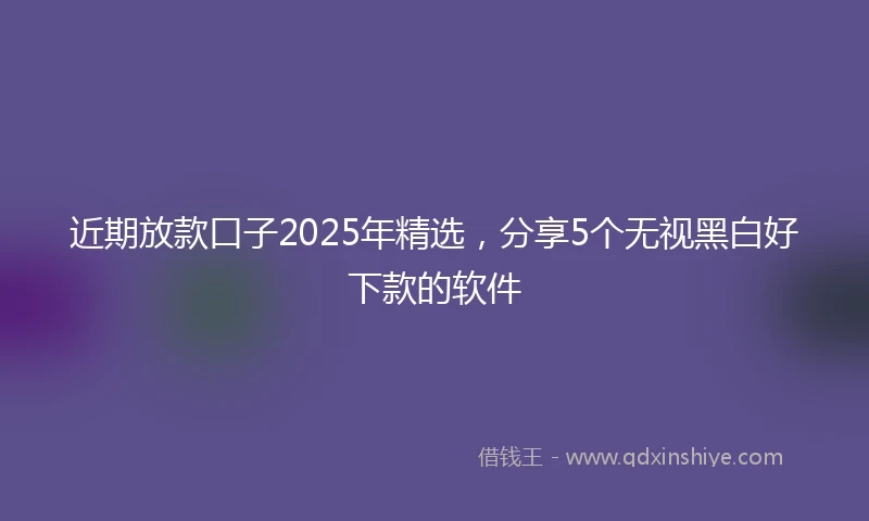 近期放款口子2025年精选，分享5个无视黑白好下款的软件
