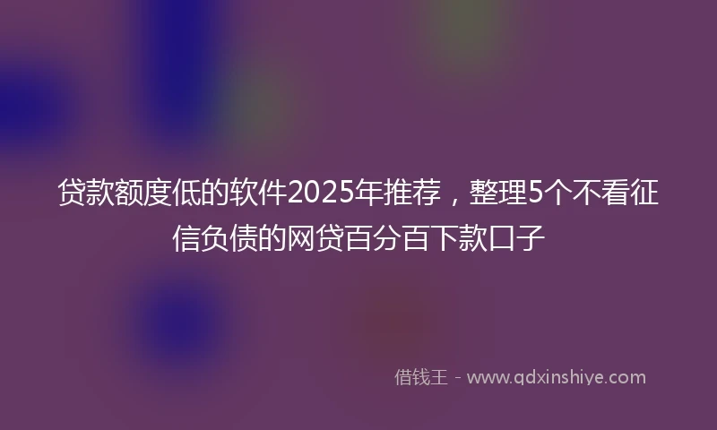 贷款额度低的软件2025年推荐，整理5个不看征信负债的网贷百分百下款口子