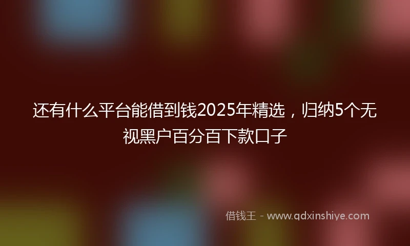 还有什么平台能借到钱2025年精选，归纳5个无视黑户百分百下款口子
