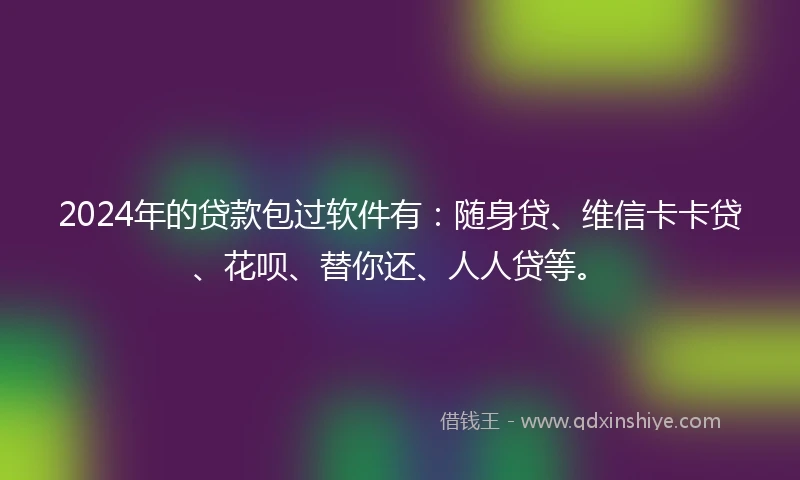 2024年的贷款包过软件有：随身贷、维信卡卡贷、花呗、替你还、人人贷等。