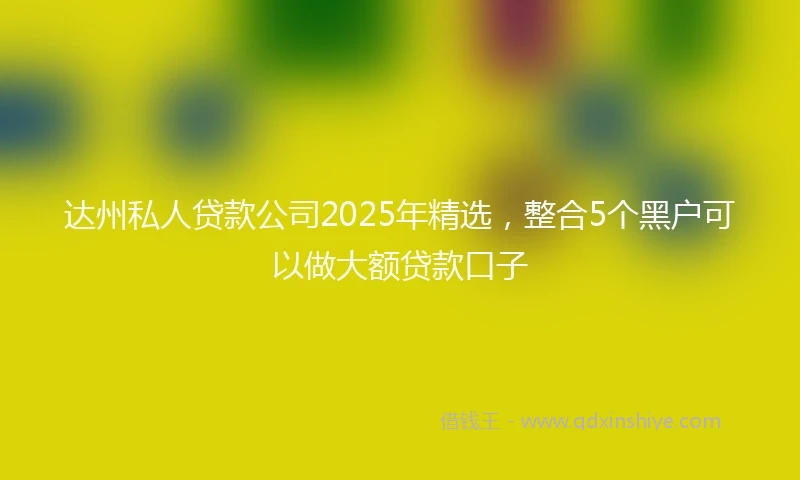 达州私人贷款公司2025年精选，整合5个黑户可以做大额贷款口子