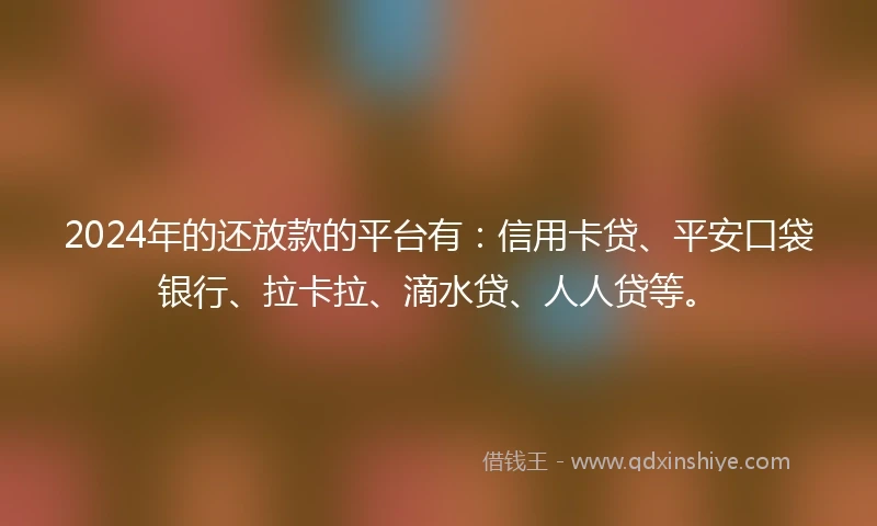 2024年的还放款的平台有：信用卡贷、平安口袋银行、拉卡拉、滴水贷、人人贷等。
