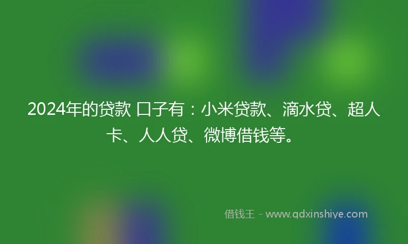 2024年的贷款 口子有：小米贷款、滴水贷、超人卡、人人贷、微博借钱等。