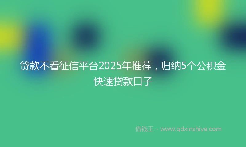 贷款不看征信平台2025年推荐，归纳5个公积金快速贷款口子