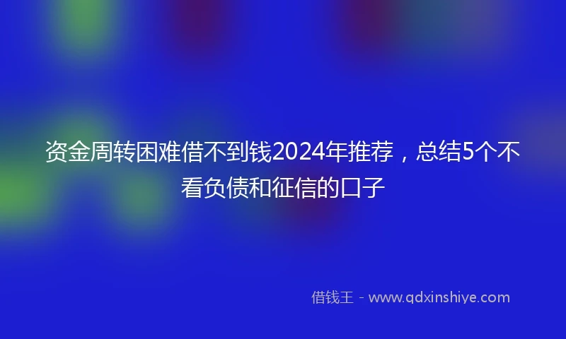 资金周转困难借不到钱2024年推荐，总结5个不看负债和征信的口子