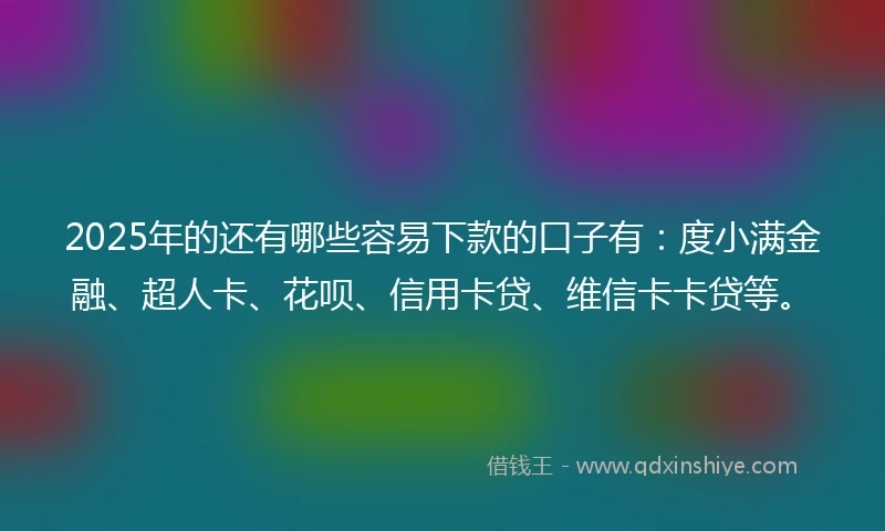 2025年的还有哪些容易下款的口子有：度小满金融、超人卡、花呗、信用卡贷、维信卡卡贷等。